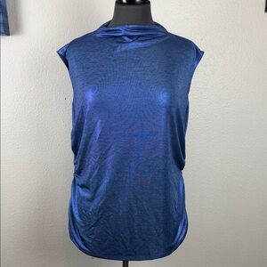 Rebecca Minkoff Shimmering Metallic Blue Sleeveless Tank